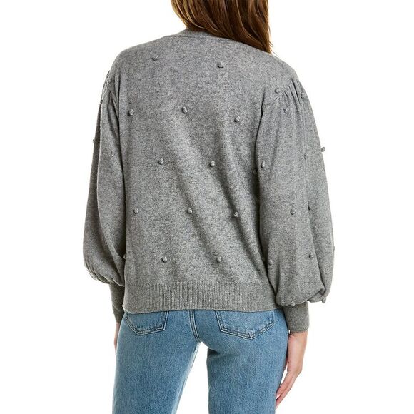 Scott & Scott London Womens  Bobble Wool & Cashmere-Blend Cardigan, Grey - Picture 2 of 3